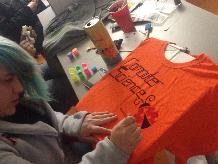 Melody Hagaman’s students making their own shirts