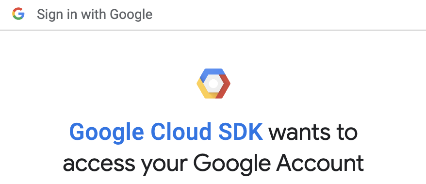 screen to grant access to GCP account