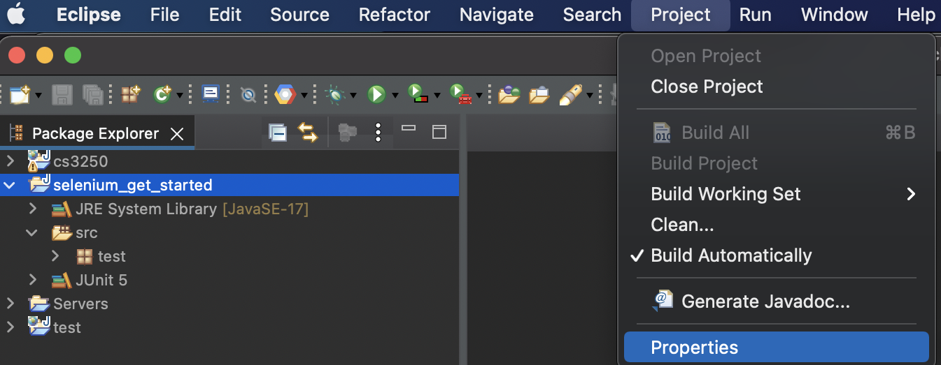 image to manually add JUnit 5 library to build path