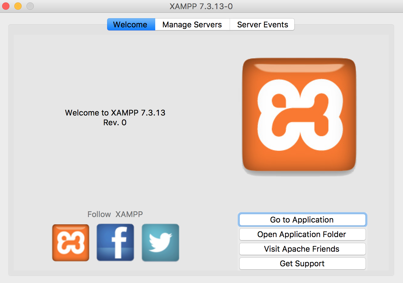 sample screen showing the first page of XAMPP (Mac)