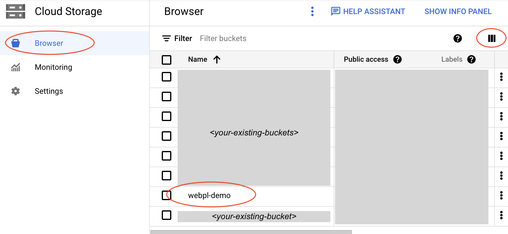 image showing how to create a bucket