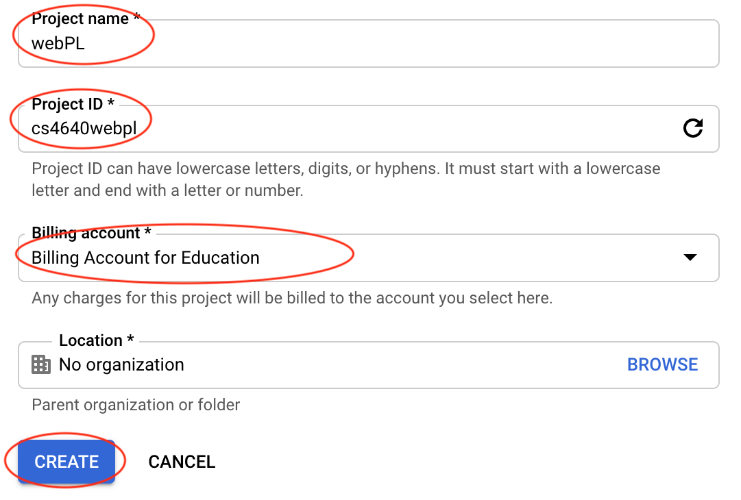 image showing how to create a new project