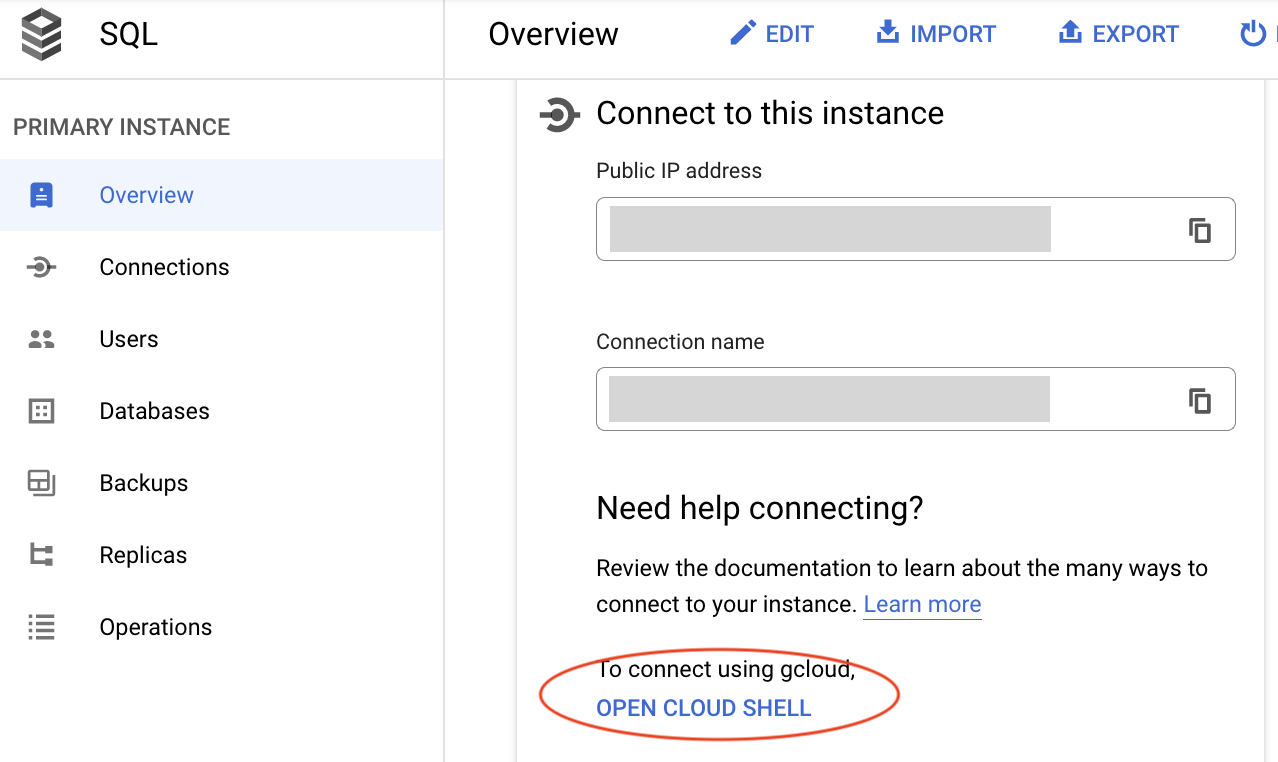 image showing how to start a SQL instance