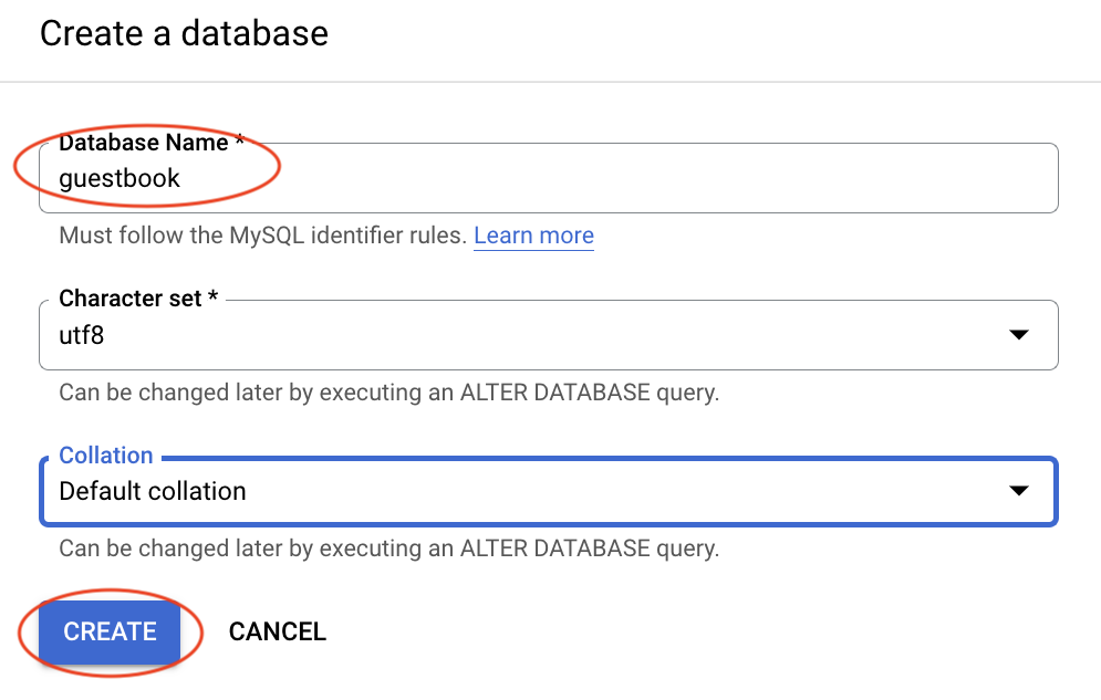 image to create a database