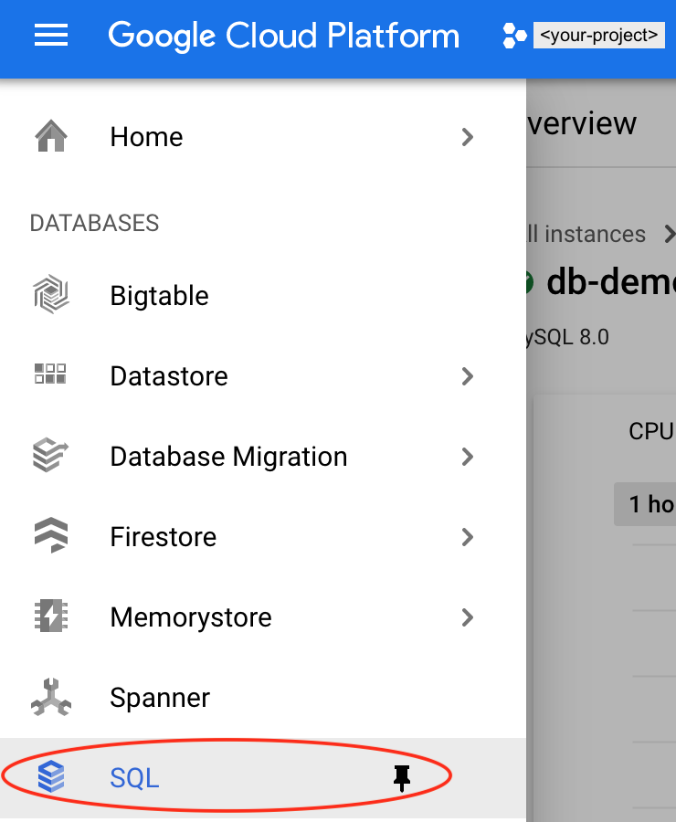 image showing how to create a SQL instance