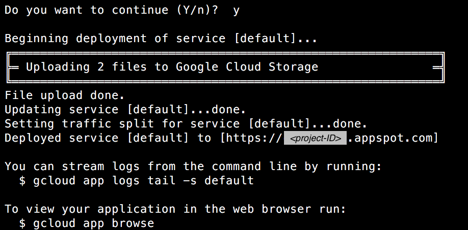 example screen to deploy php on GCP