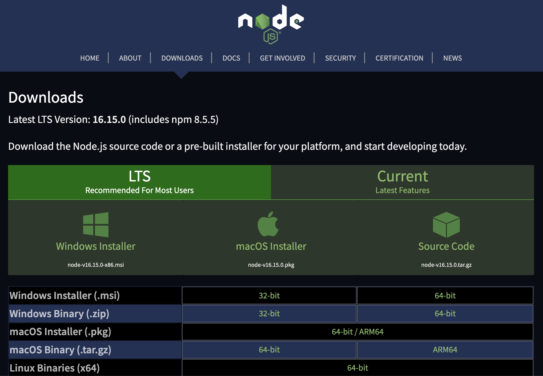 image showing Node LTS