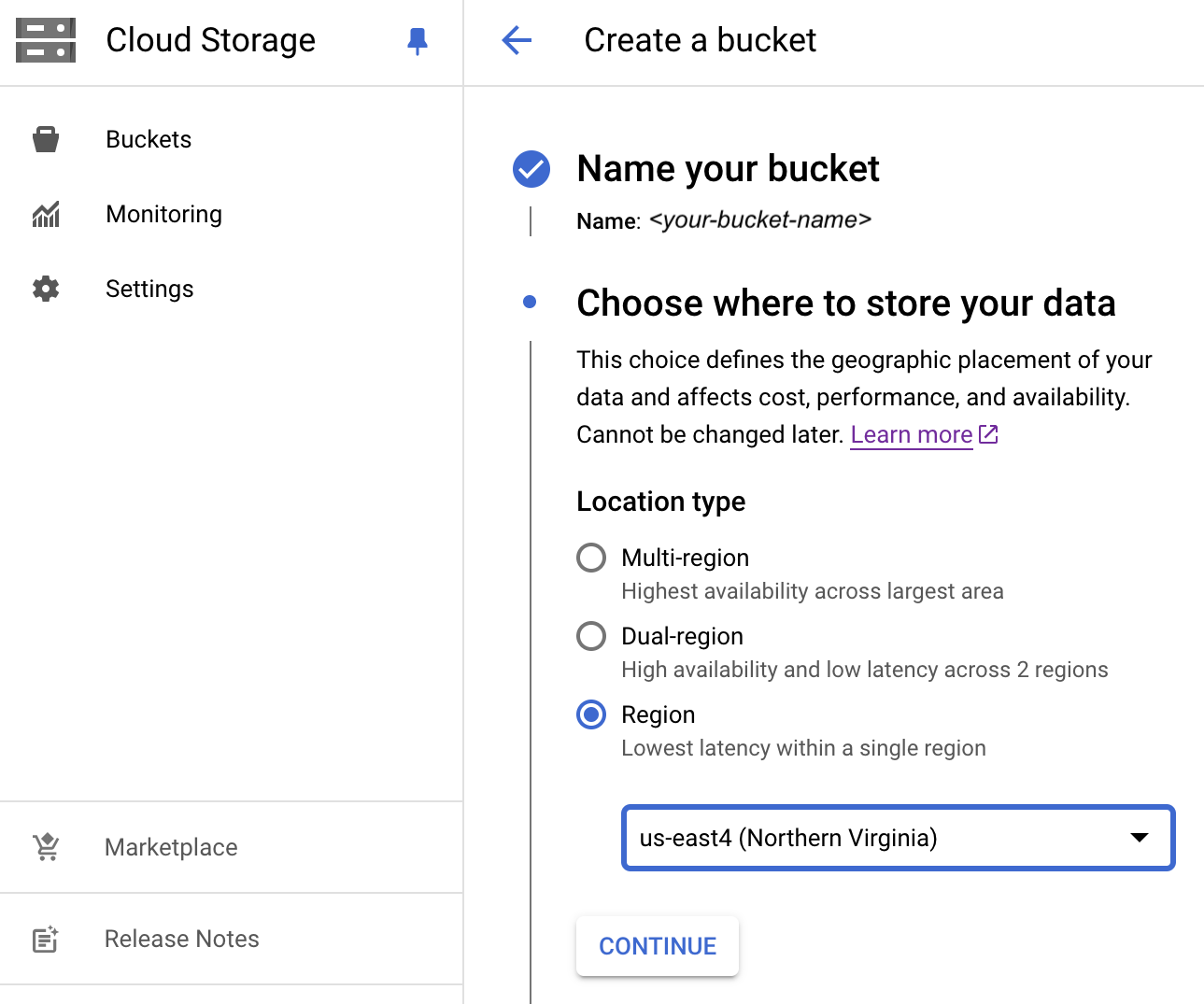 image showing how to create a bucket
