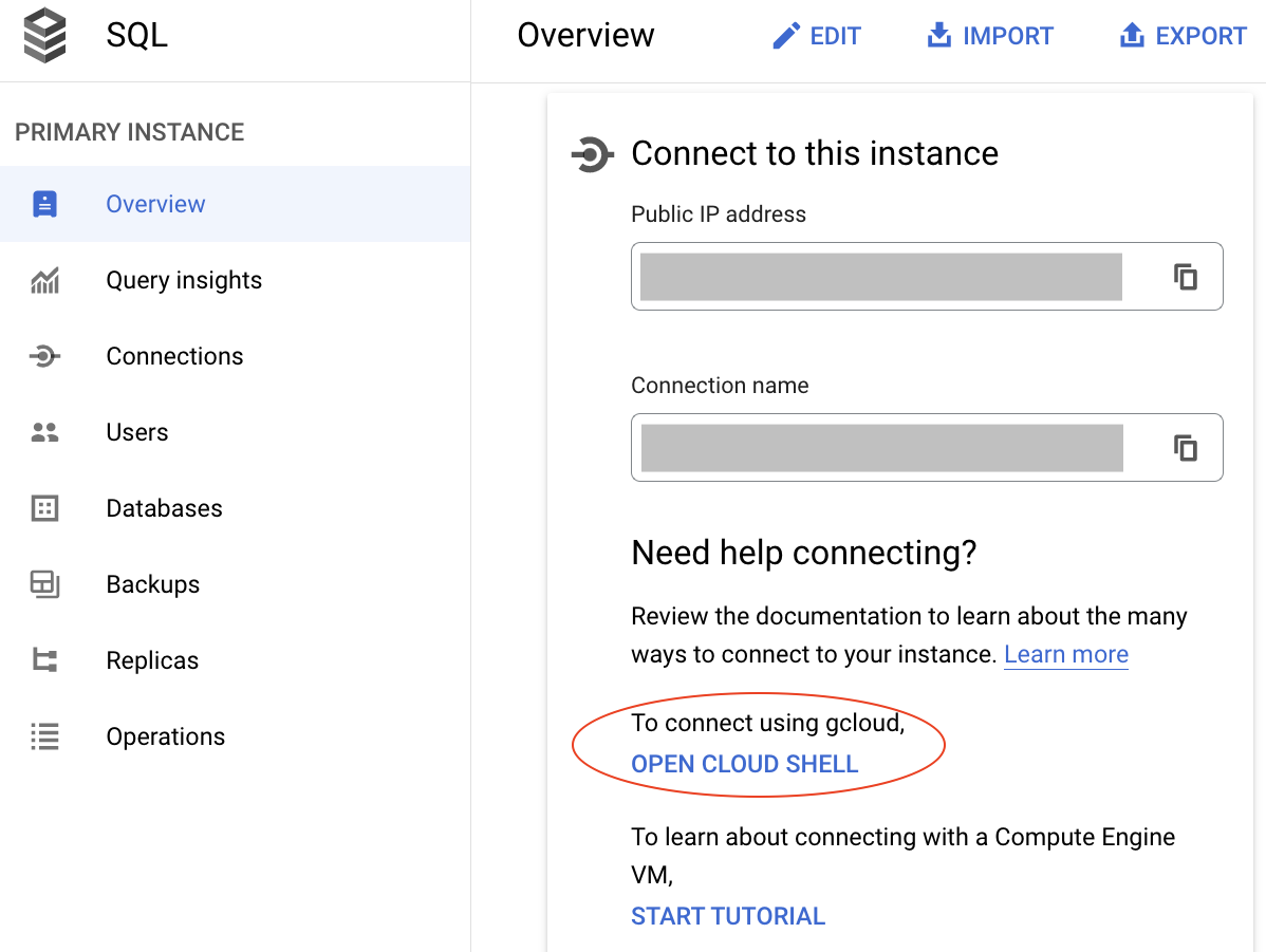 image showing how to start a SQL instance